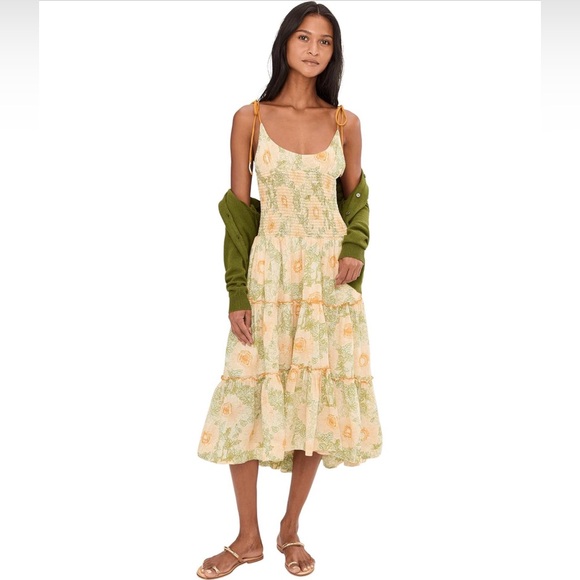 Free People Adriel Pastel Floral Tie-Shoulder Midi Dress - Picture 2 of 5